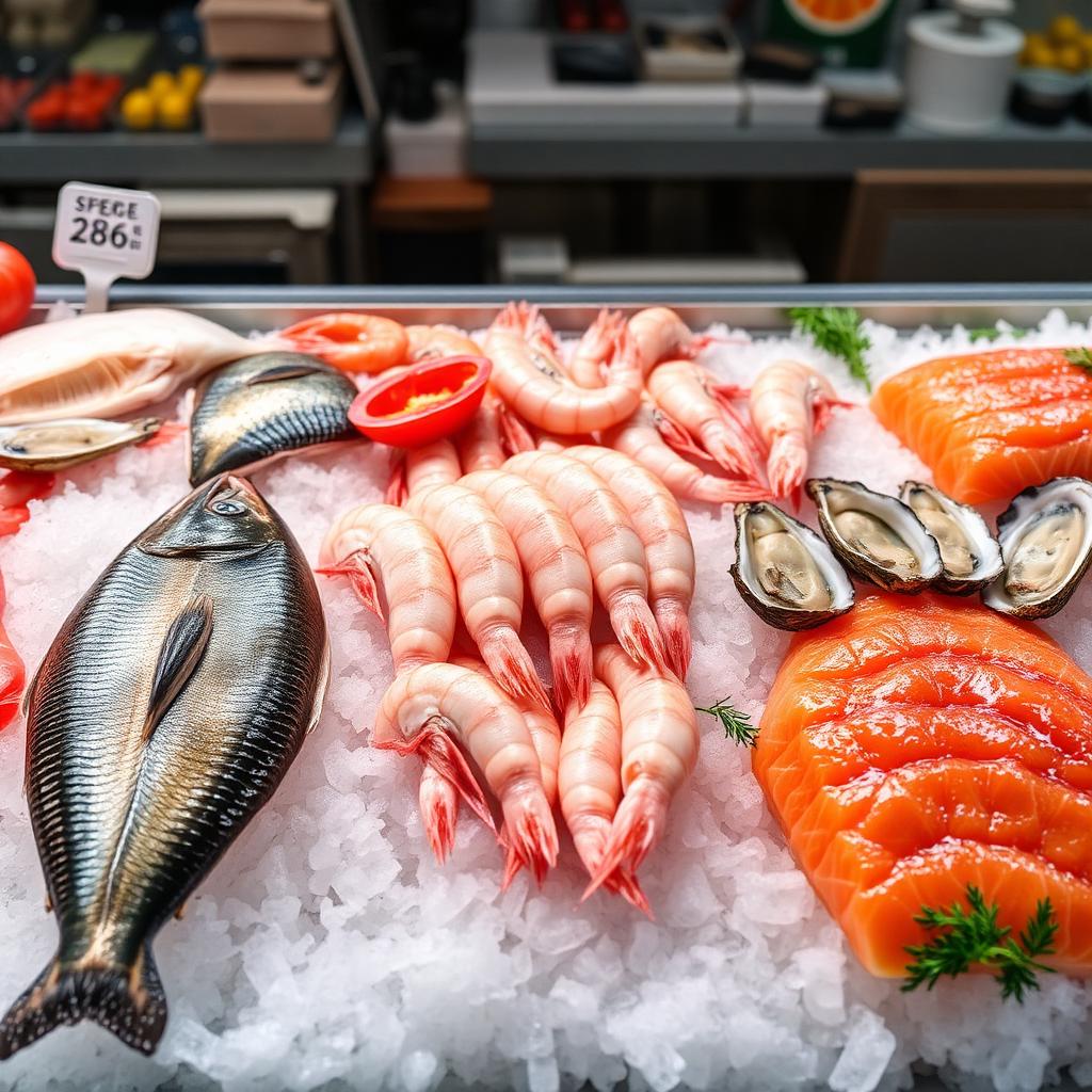 Fresh raw seafood